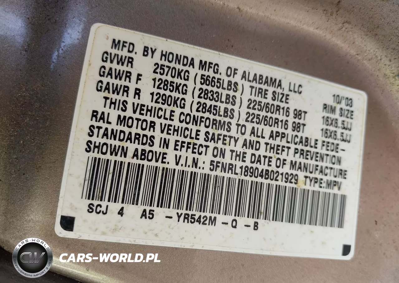 2004 Honda Odyssey Ex-L VIN:5FNRL18904B021929 - 9