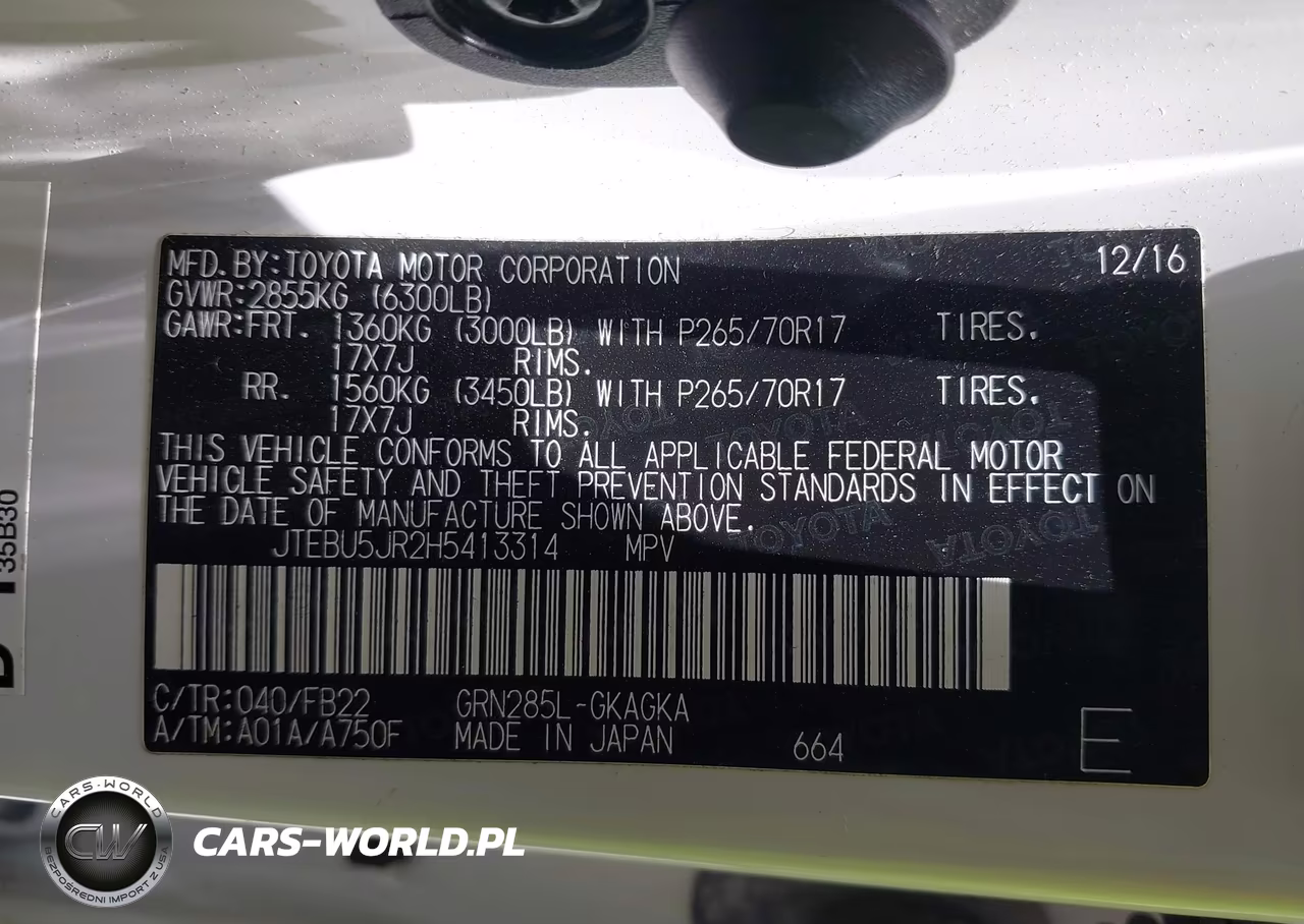 2017 Toyota 4Runner Sr5 VIN:JTEBU5JR2H5413314 - 9