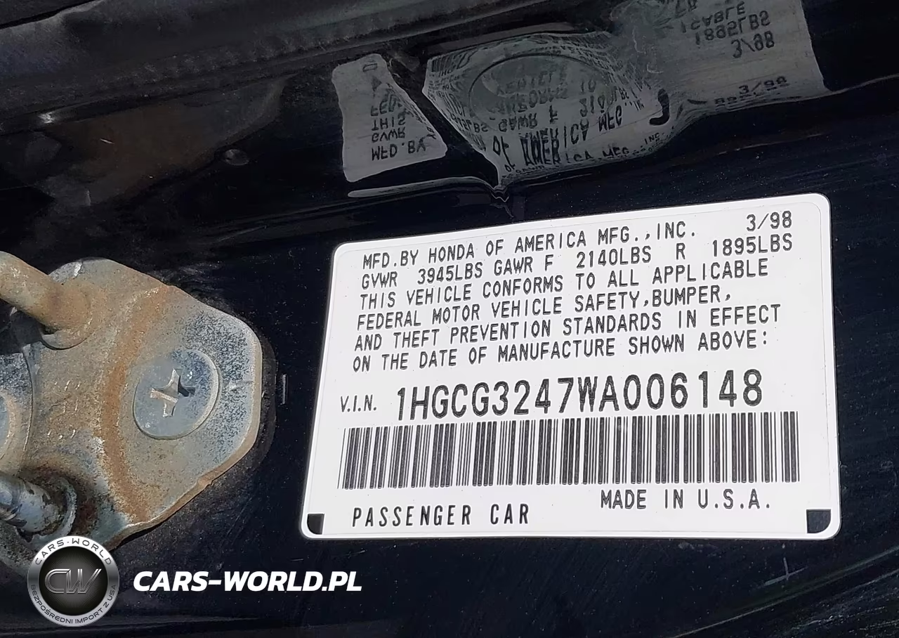 1998 Honda Accord Lx VIN:1HGCG3247WA006148 - 9
