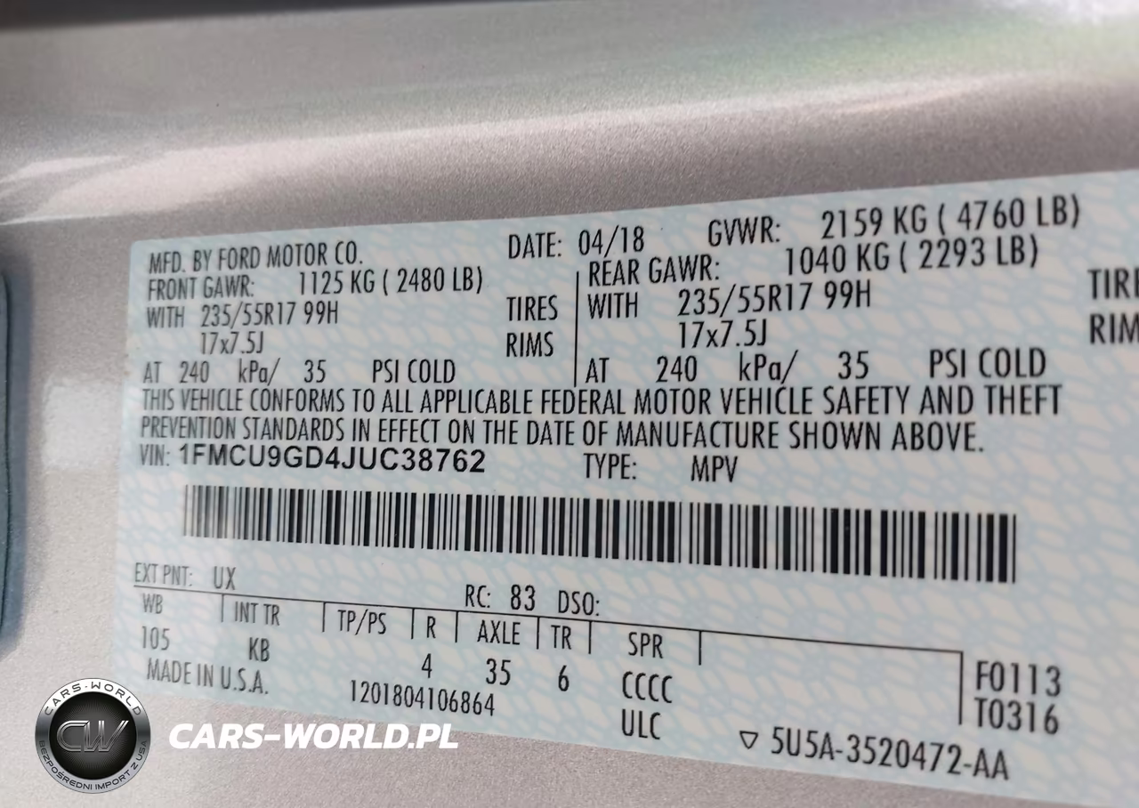 2018 Ford Escape Se VIN:1FMCU9GD4JUC38762 - 9