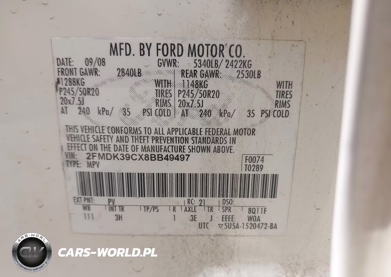 2008 Ford Edge Limited VIN:2FMDK39CX8BB49497 - 9
