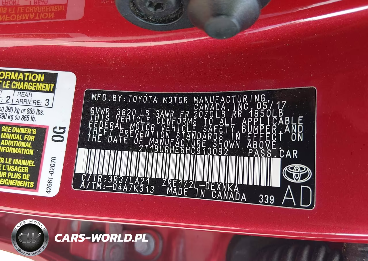 2017 Toyota Corolla Xle VIN:2T1BURHE6HC910092 - 9