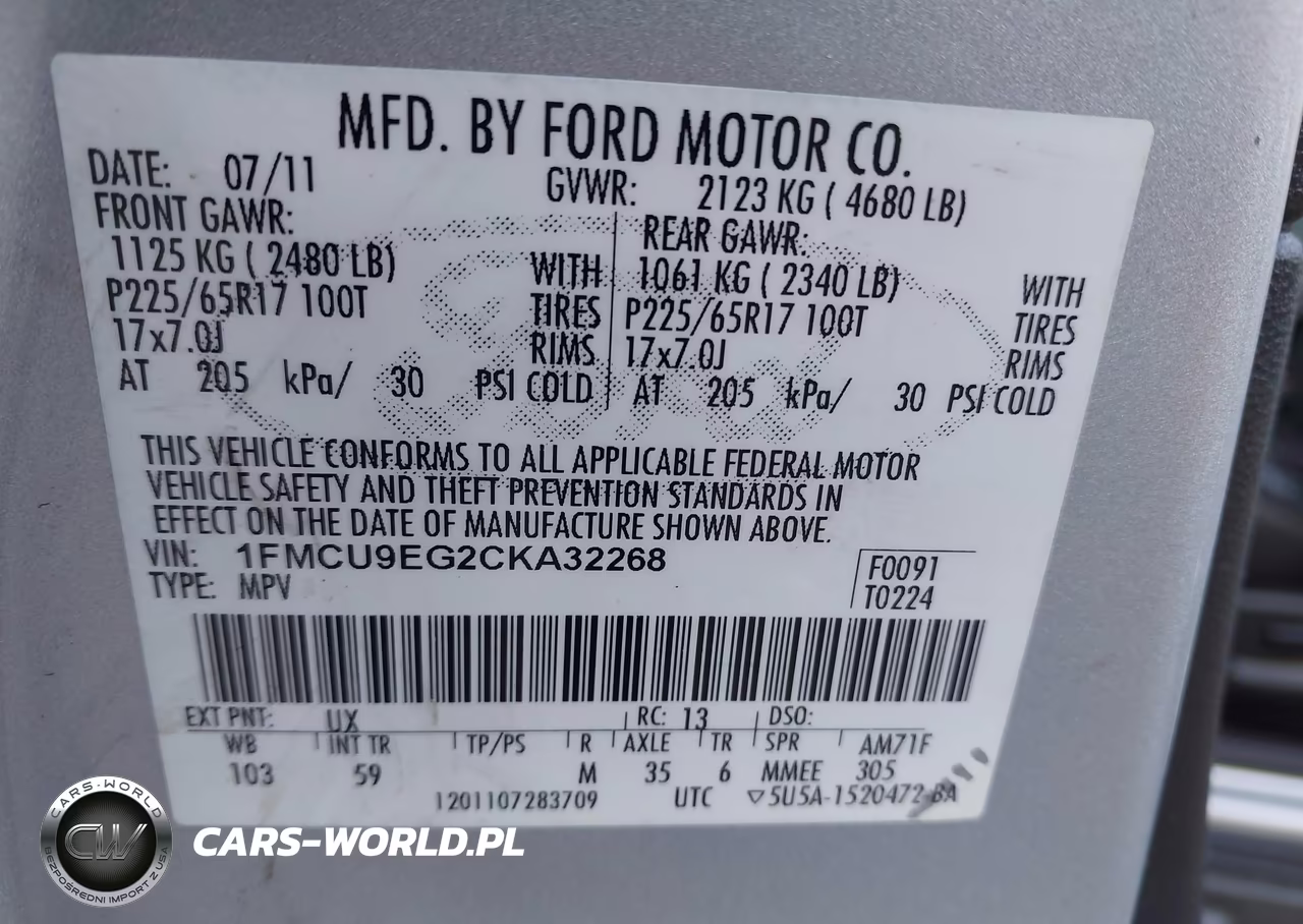 2012 Ford Escape Limited VIN:1FMCU9EG2CKA32268 - 9