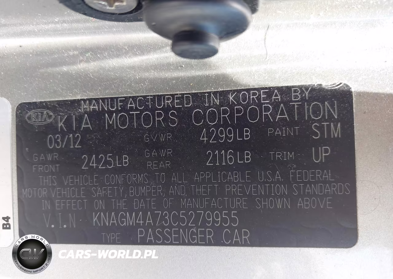 2012 Kia Optima Lx VIN:KNAGM4A73C5279955 - 9