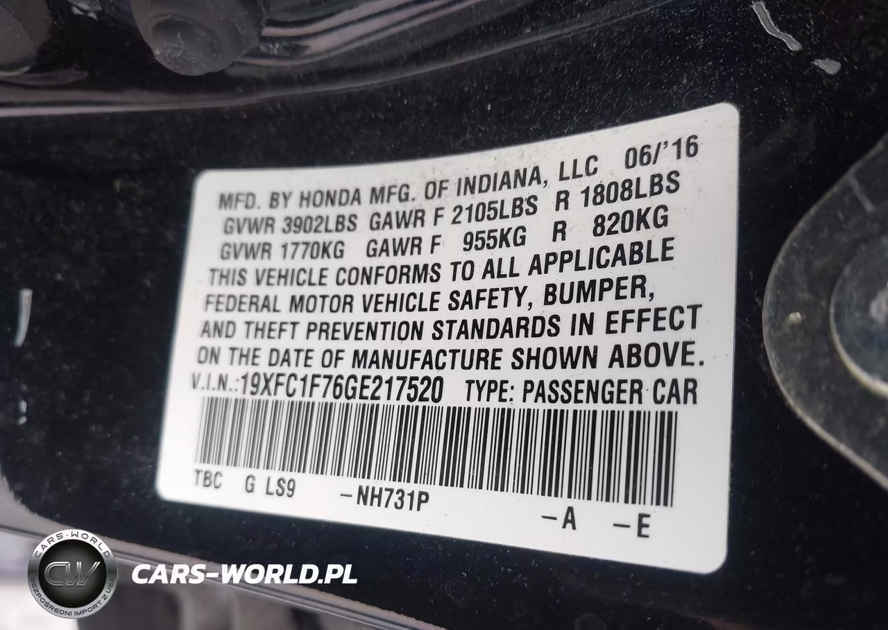 2016 Honda Civic Ex-L VIN:19XFC1F76GE217520 - 9