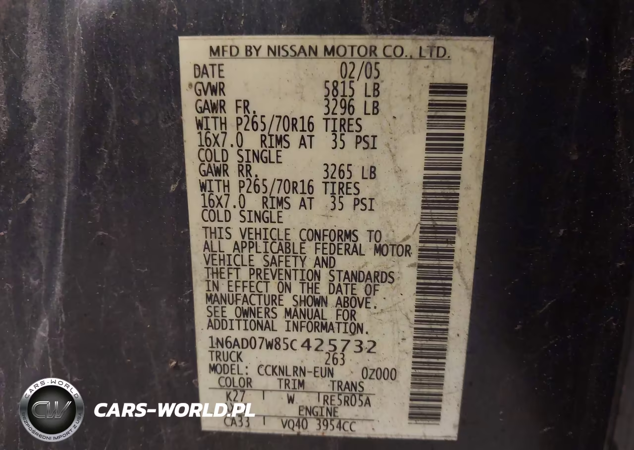 2005 Nissan Frontier 4Wd Se VIN:1N6AD07W85C425732 - 9