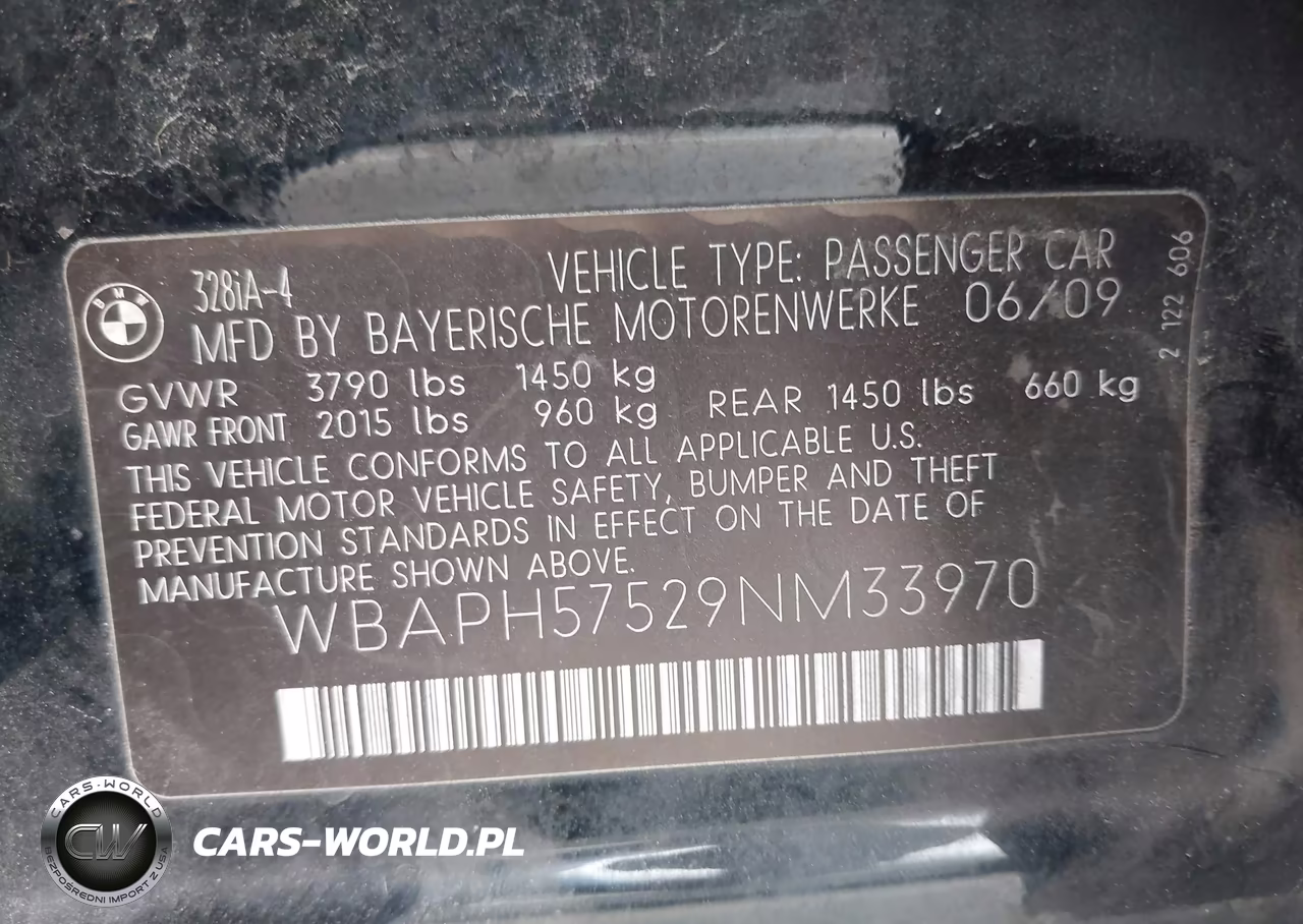 2009 BMW 328I VIN:WBAPH57529NM33970 - 9
