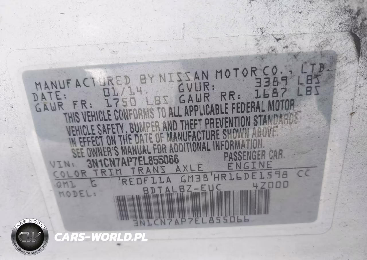 2014 Nissan Versa 1.6 Sv VIN:3N1CN7AP7EL855066 - 9
