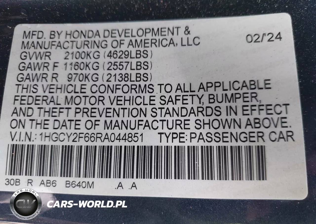 2024 Honda Accord Hybrid Ex-L VIN:1HGCY2F66RA044851 - 9