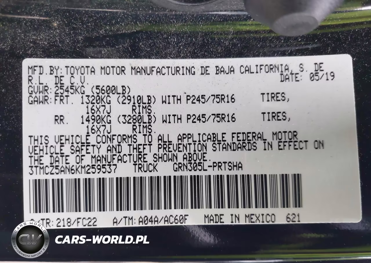 2019 Toyota Tacoma Sr5 V6 VIN:3TMCZ5AN6KM259537 - 9