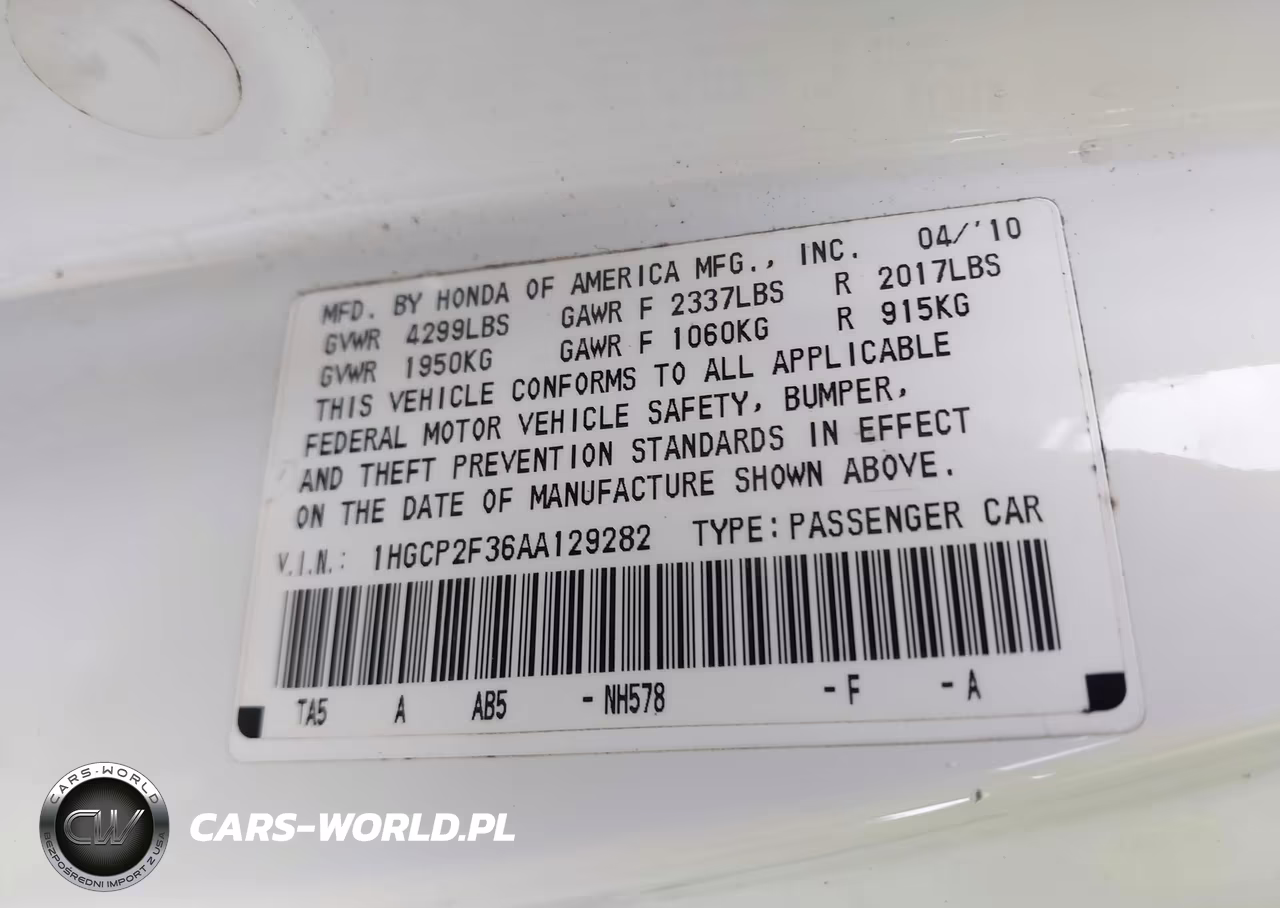 2010 Honda Accord 2.4 Lx VIN:1HGCP2F36AA129282 - 9