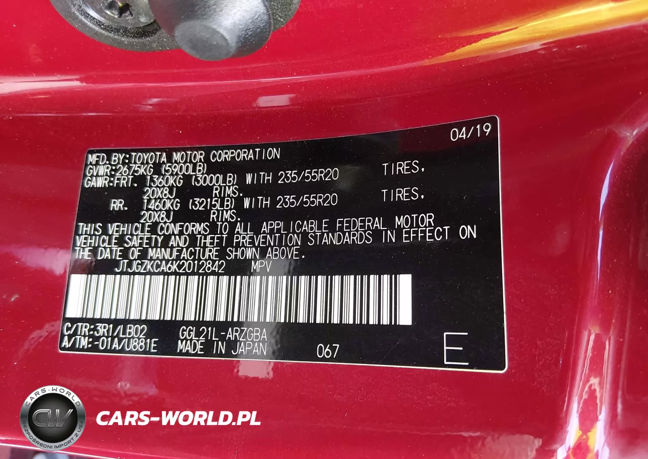 2019 Lexus Rx 350L Premium VIN:JTJGZKCA6K2012842 - 9