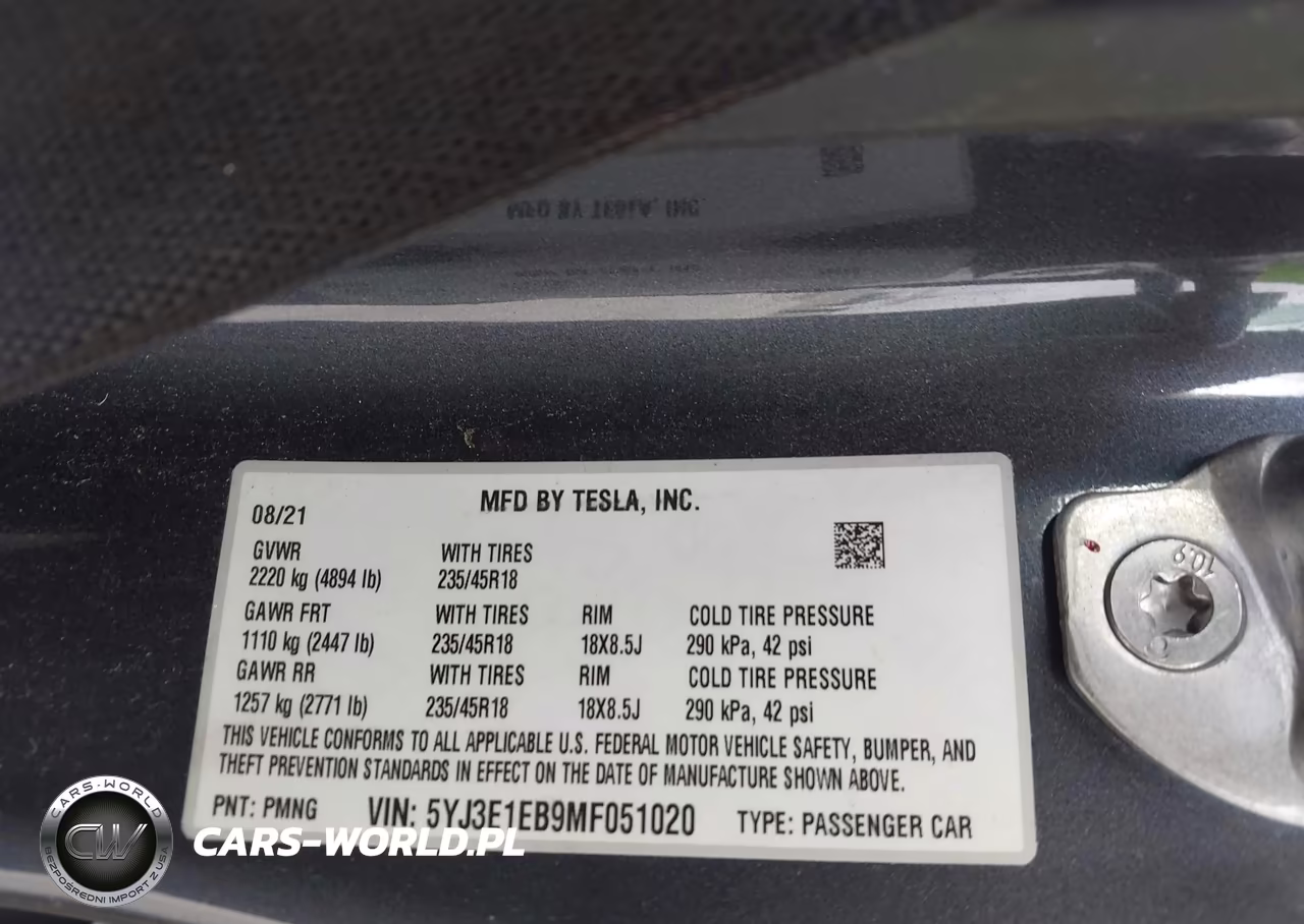 2021 Tesla Model 3 Long Range Dual Motor All-Wheel Drive VIN:5YJ3E1EB9MF051020 - 9
