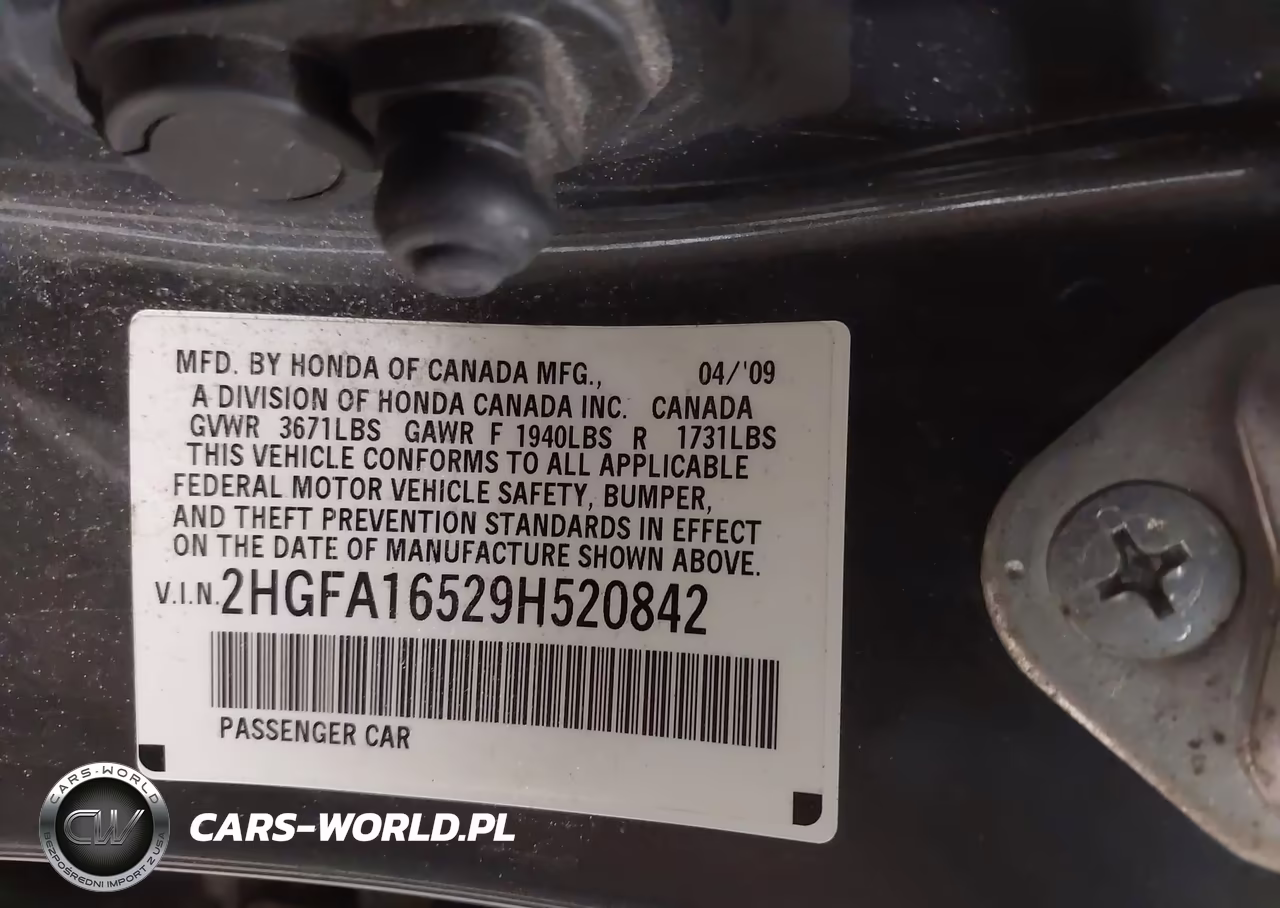 2009 Honda Civic Lx VIN:2HGFA16529H520842 - 9