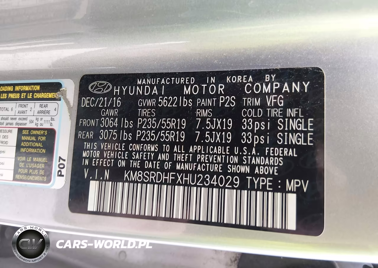 2017 Hyundai Santa Fe Limited Ultimate VIN:KM8SRDHFXHU234029 - 9