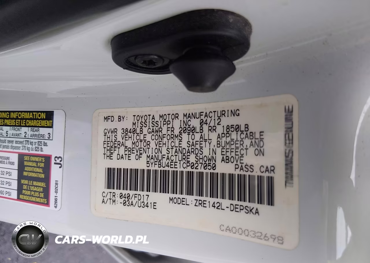2012 Toyota Corolla S VIN:5YFBU4EE1CP027050 - 9