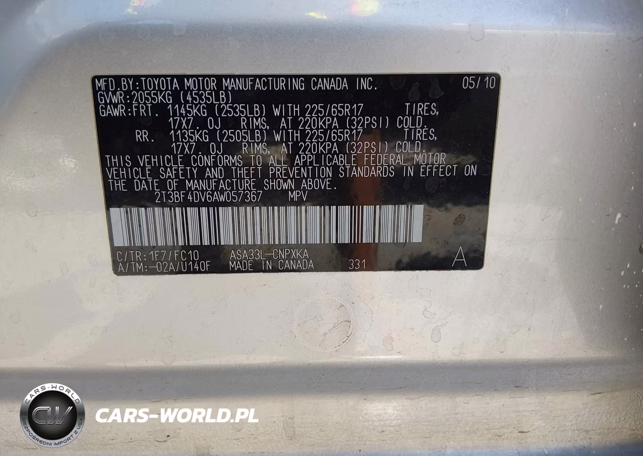 2010 Toyota Rav4 VIN:2T3BF4DV6AW057367 - 9