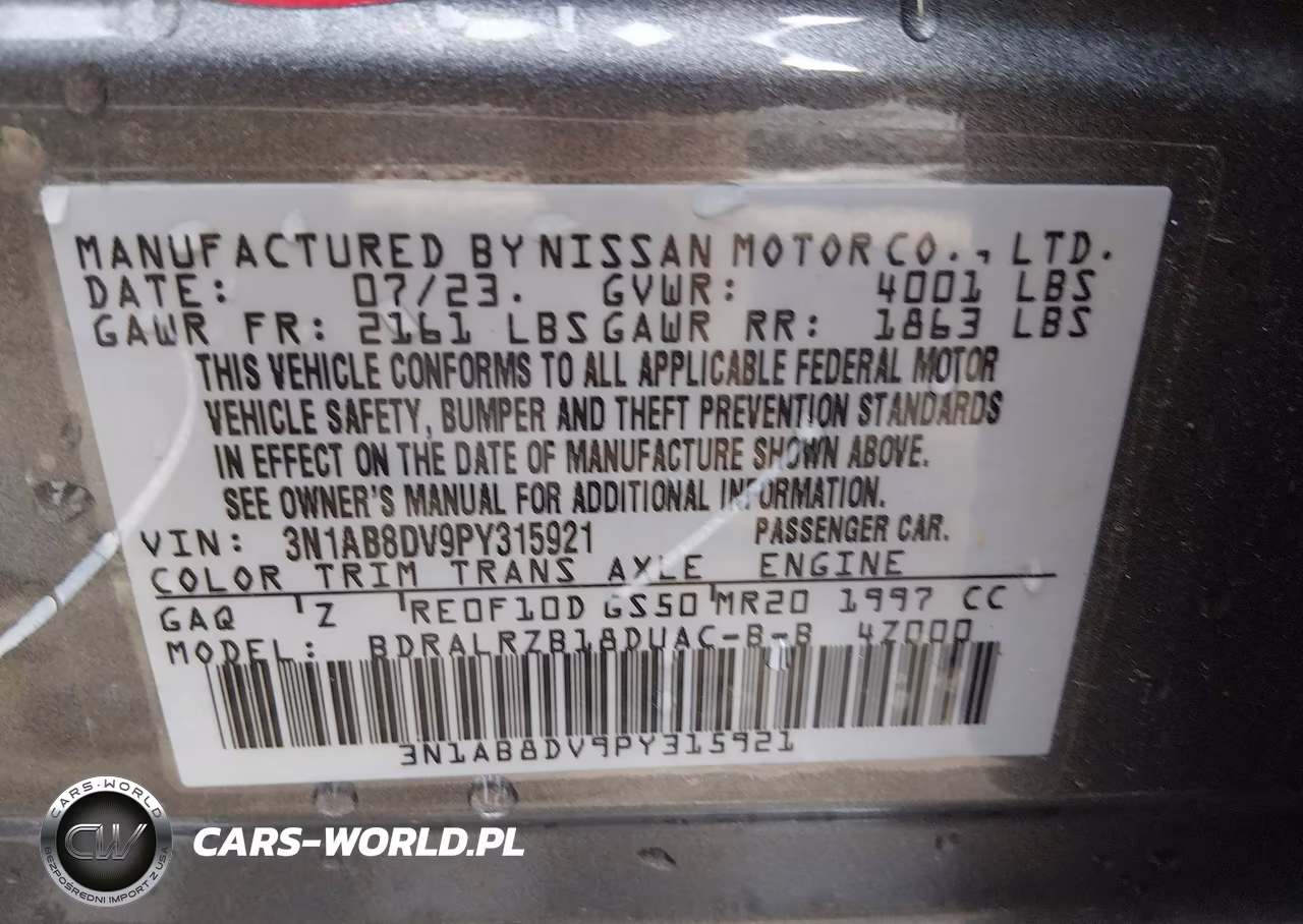 2023 Nissan Sentra Sr Xtronic Cvt VIN:3N1AB8DV9PY315921 - 9