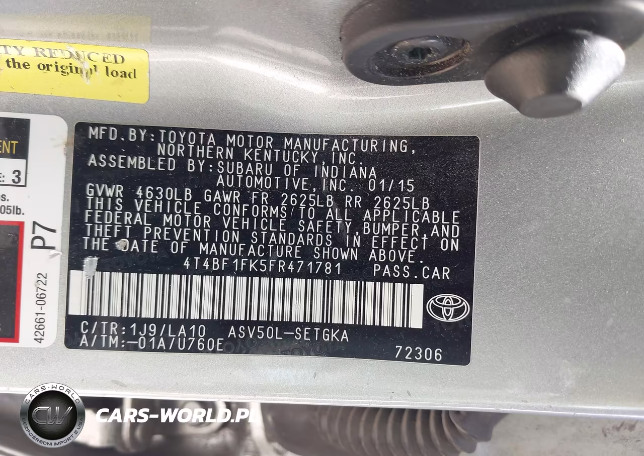 2015 Toyota Camry Xle VIN:4T4BF1FK5FR471781 - 9