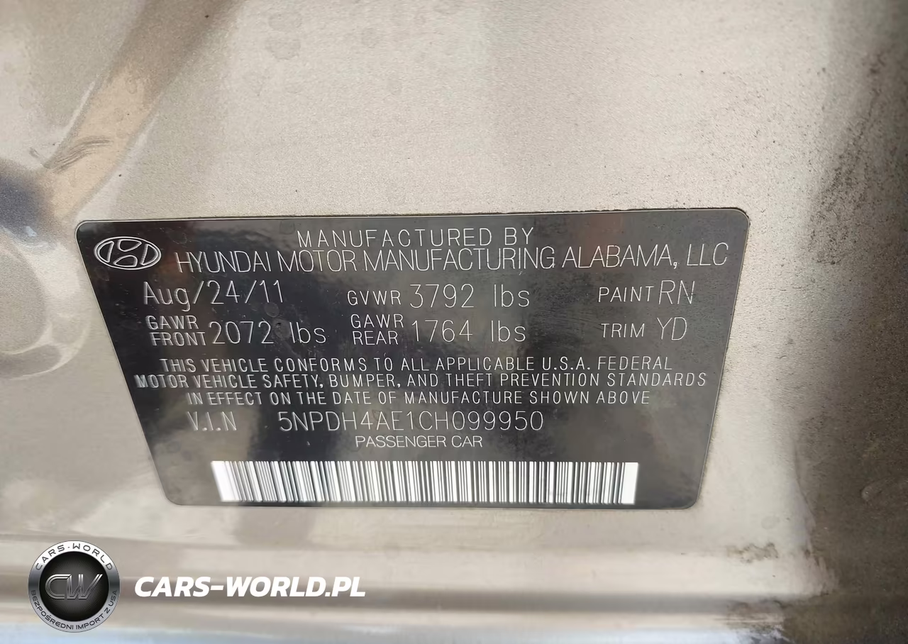 2012 Hyundai Elantra Gls VIN:5NPDH4AE1CH099950 - 9