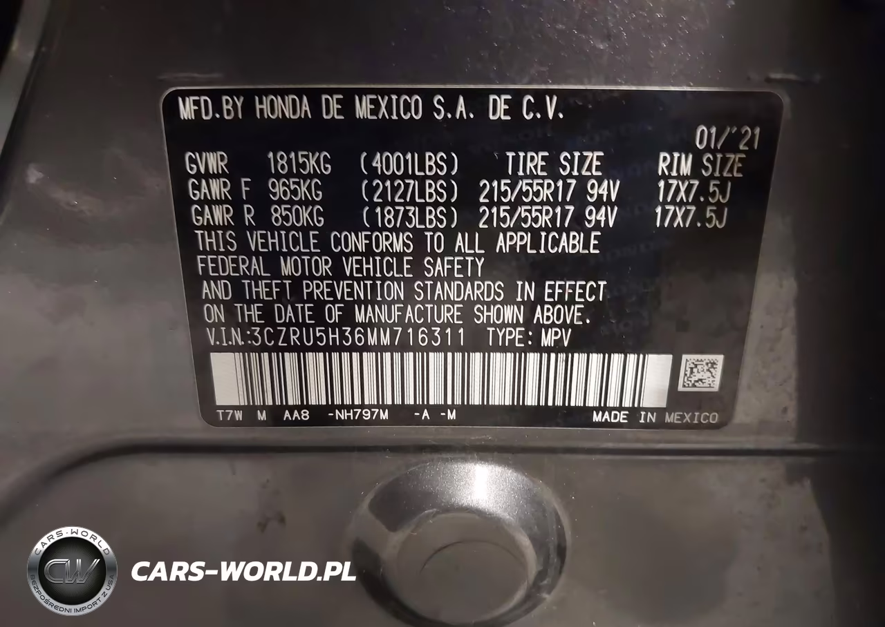 2021 Honda Hr-V 2Wd Lx VIN:3CZRU5H36MM716311 - 9