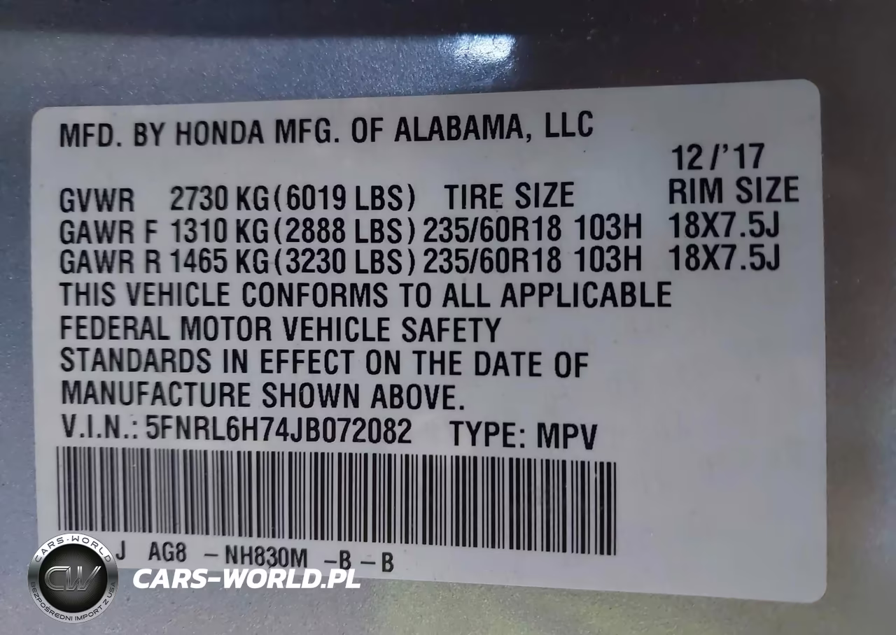 2018 Honda Odyssey Ex-L VIN:5FNRL6H74JB072082 - 9