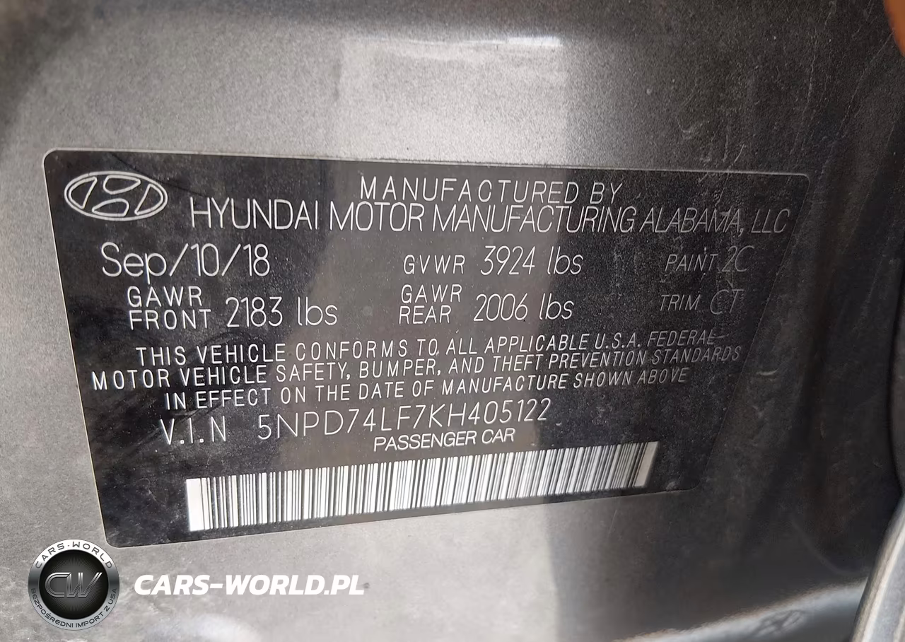 2019 Hyundai Elantra Se VIN:5NPD74LF7KH405122 - 9