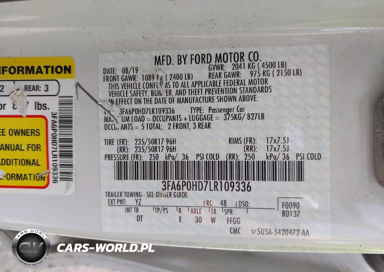 2020 Ford Fusion Se VIN:3FA6P0HD7LR109336 - 9