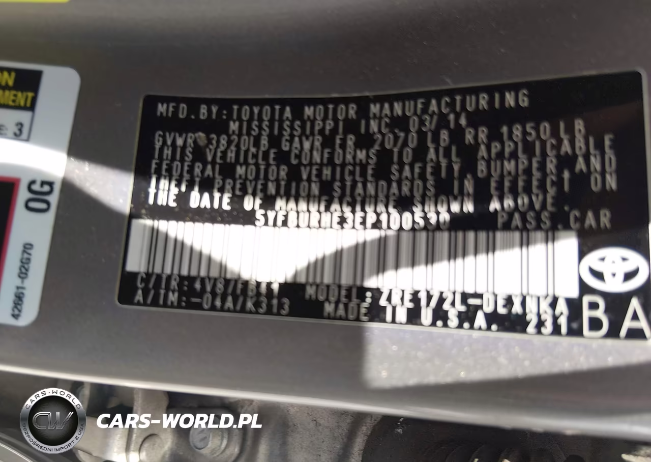 2014 Toyota Corolla Le VIN:5YFBURHE3EP100530 - 9