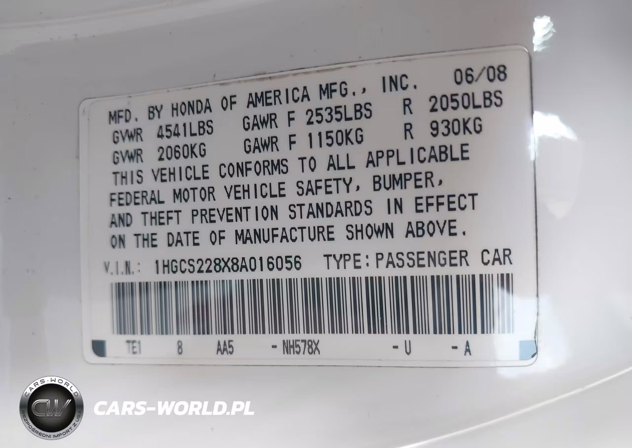 2008 Honda Accord 3.5 Ex-L VIN:1HGCS228X8A016056 - 9