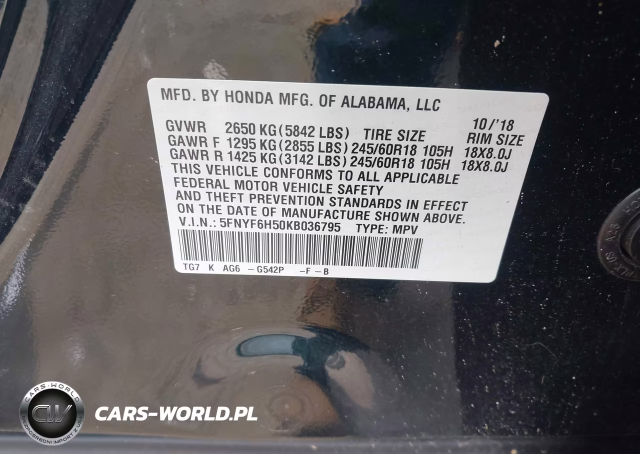 2019 Honda Pilot Ex-L VIN:5FNYF6H50KB036795 - 9
