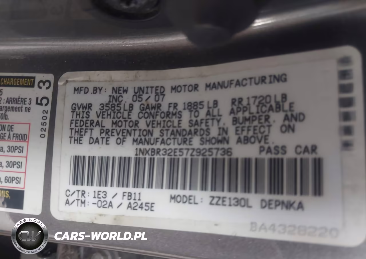 2007 Toyota Corolla Le VIN:1NXBR32E57Z925736 - 9