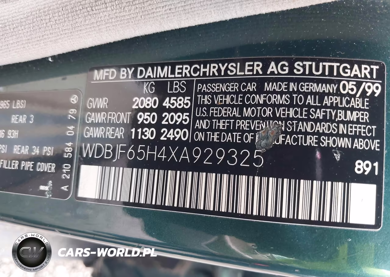 1999 Mercedes-Benz E 320 VIN:WDBJF65H4XA929325 - 9
