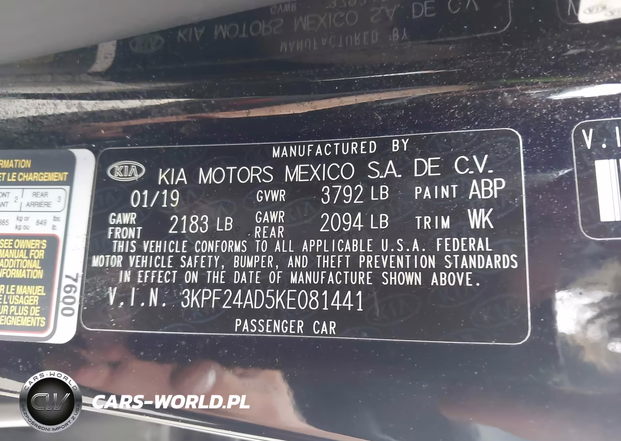 2019 Kia Forte Fe VIN:3KPF24AD5KE081441 - 9