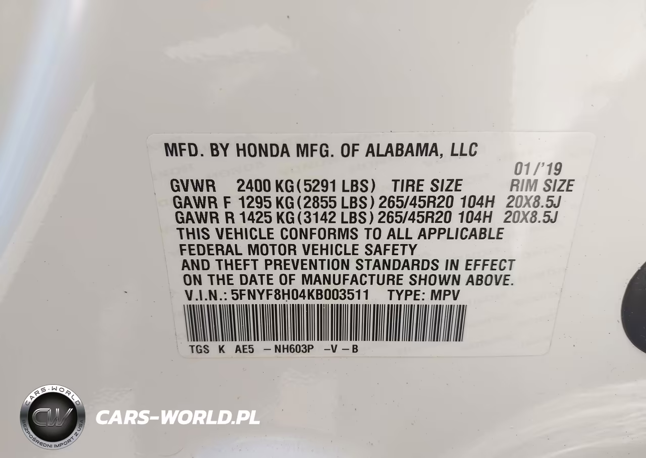 2019 Honda Passport Elite VIN:5FNYF8H04KB003511 - 9
