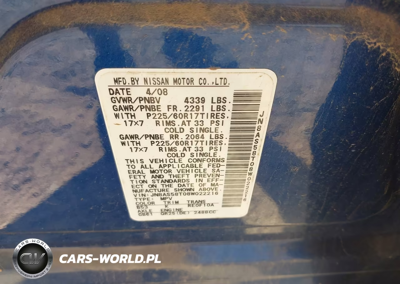2008 Nissan Rogue Sl VIN:JN8AS58T08W022216 - 9
