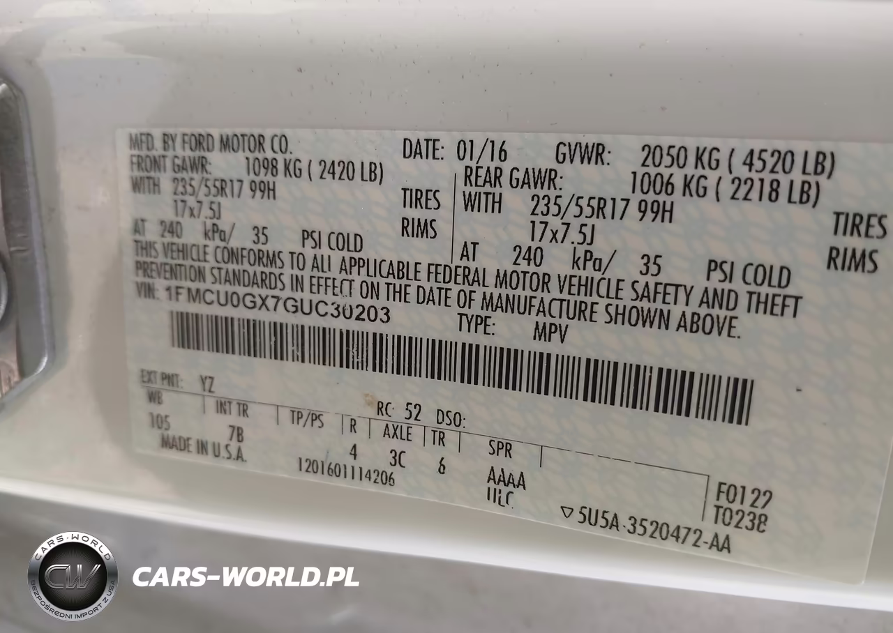 2016 Ford Escape Se VIN:1FMCU0GX7GUC30203 - 9