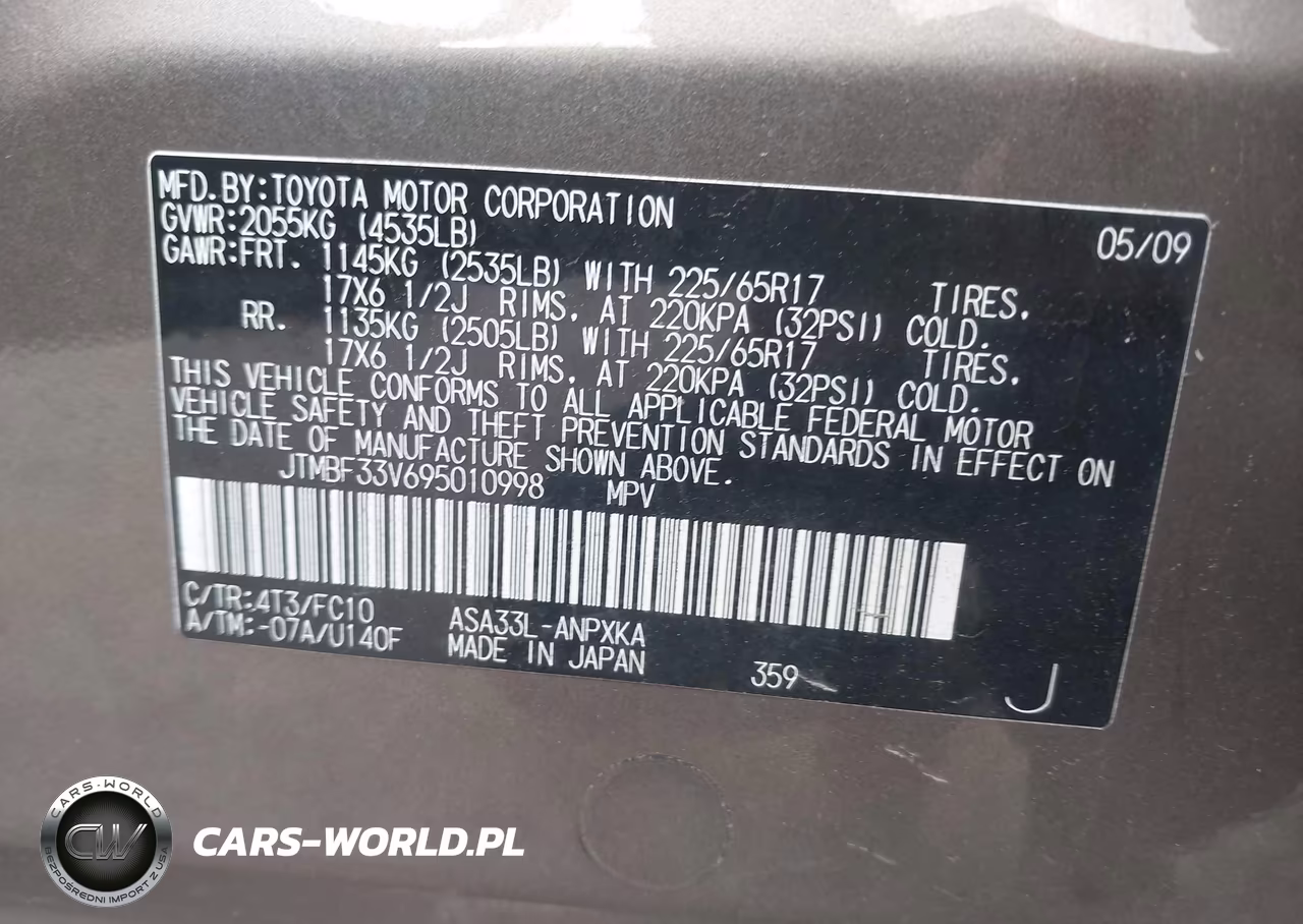 2009 Toyota Rav4 VIN:JTMBF33V695010998 - 9