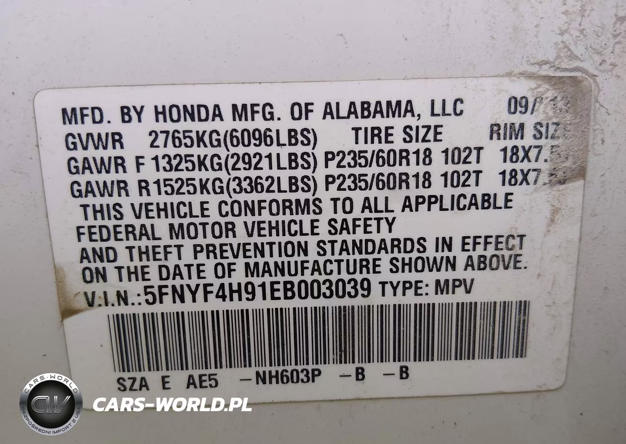 2014 Honda Pilot Touring VIN:5FNYF4H91EB003039 - 9