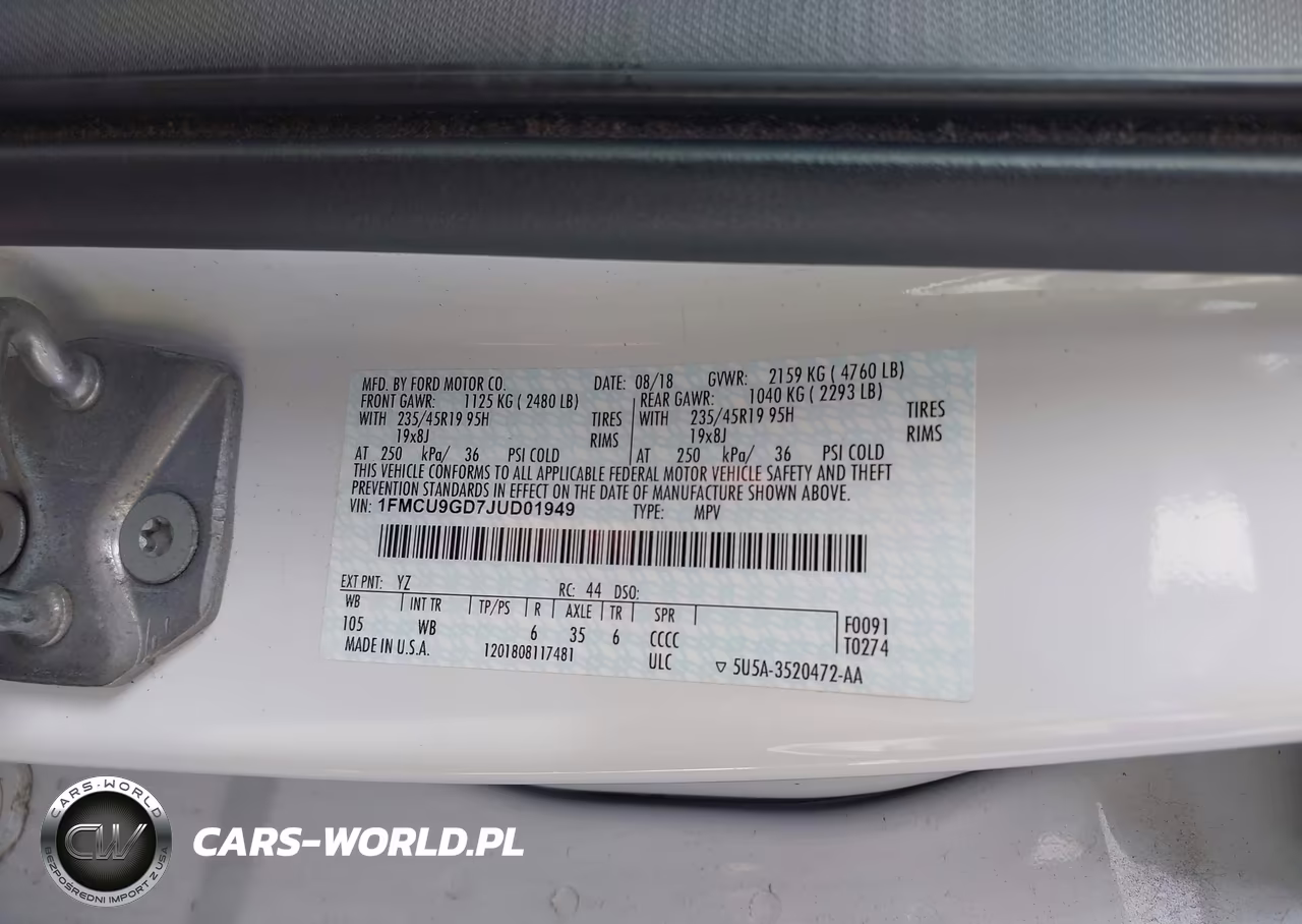 2018 Ford Escape Se VIN:1FMCU9GD7JUD01949 - 9
