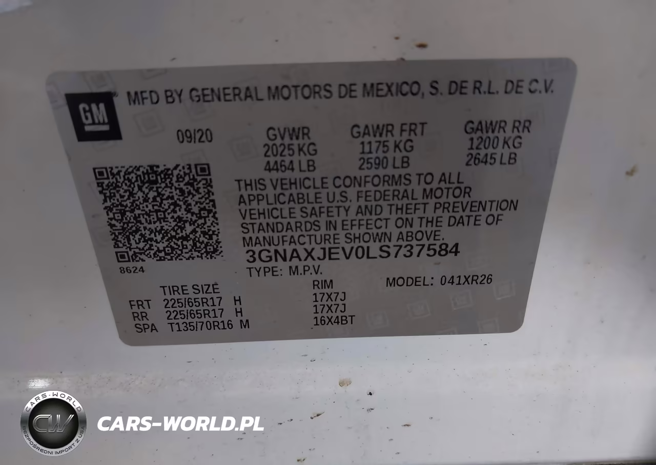 CHEVROLET EQUINOX LT VIN:3GNAXJEV0LS737584 - 9