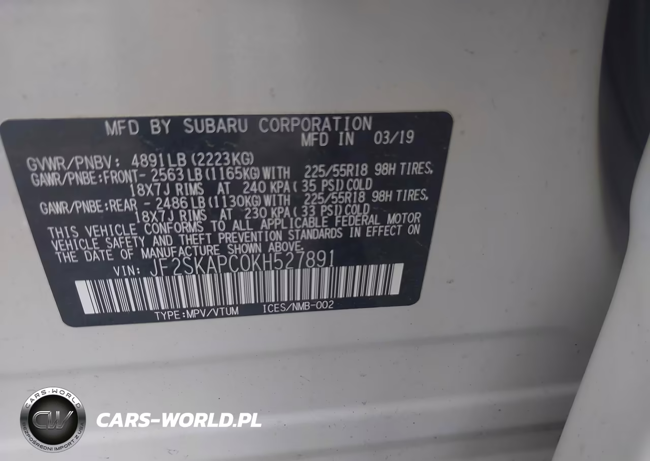 2019 Subaru Forester Sport VIN:JF2SKAPC0KH527891 - 9