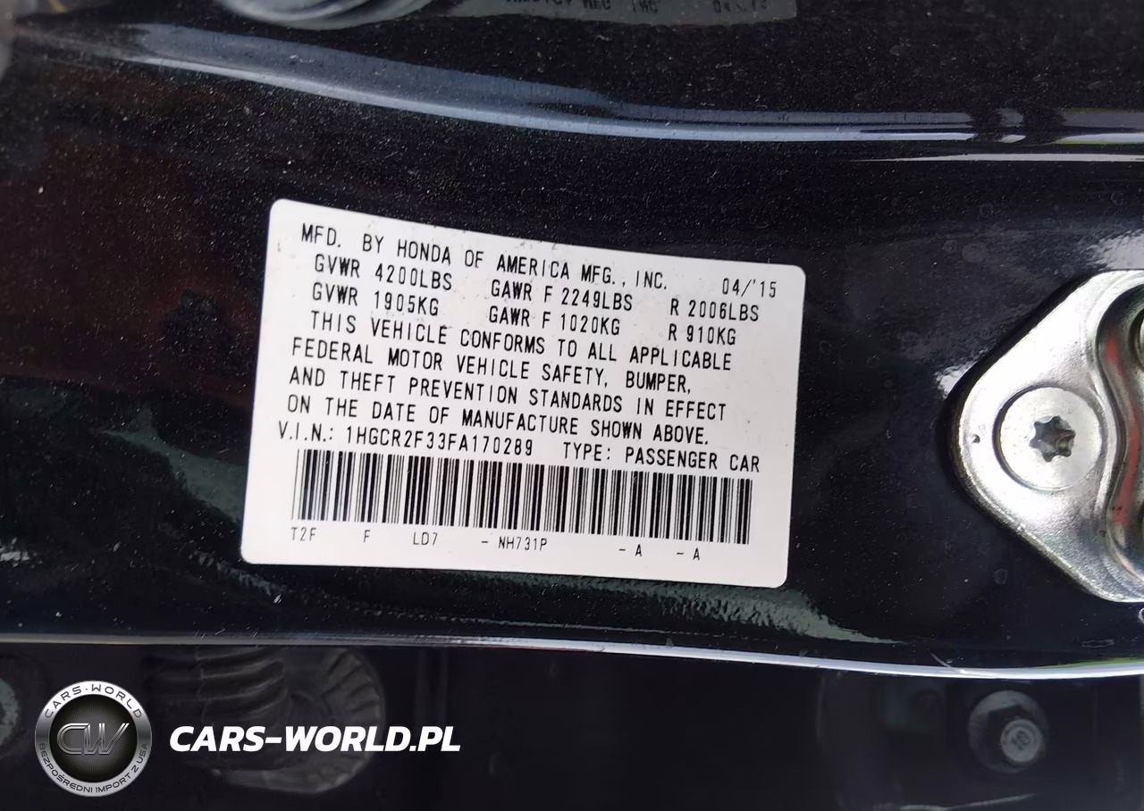 2015 Honda Accord Lx VIN:1HGCR2F33FA170289 - 9