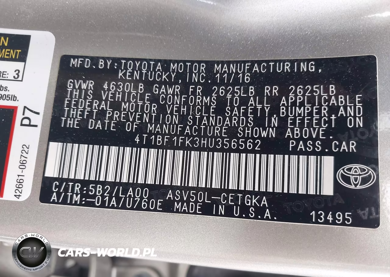 2017 Toyota Camry Xle VIN:4T1BF1FK3HU356562 - 9