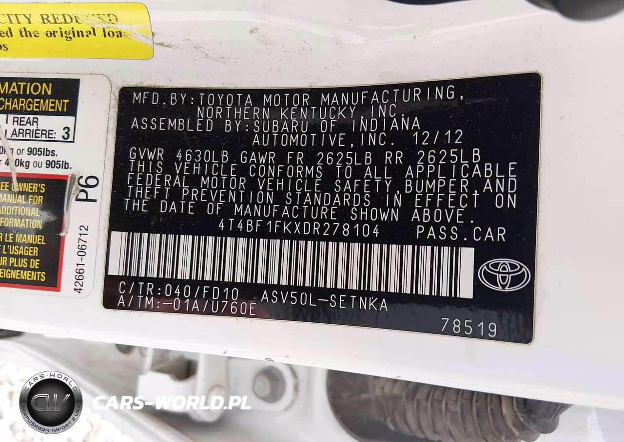 2013 Toyota Camry Le VIN:4T4BF1FKXDR278104 - 9