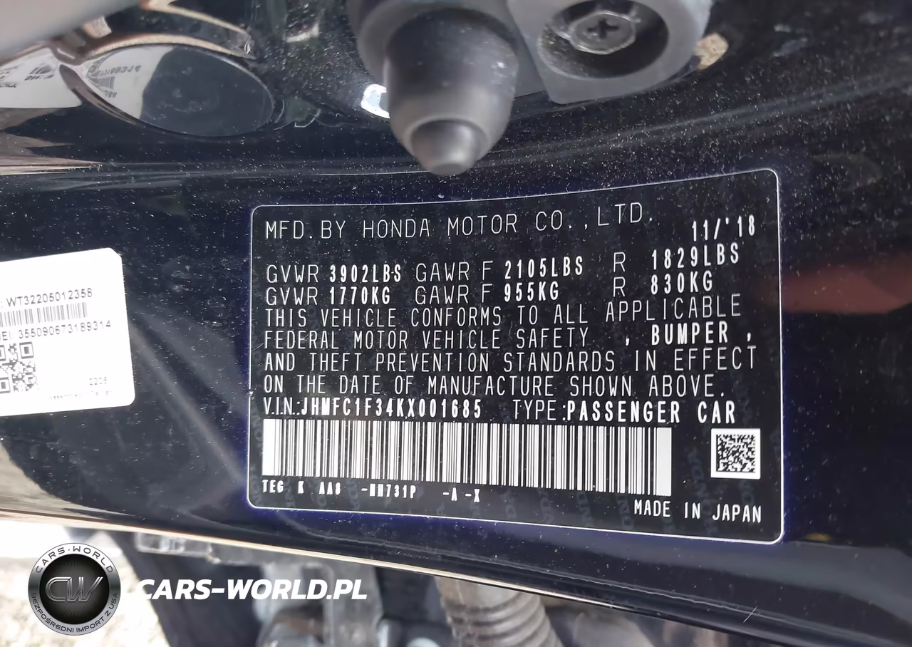 2019 Honda Civic Ex VIN:JHMFC1F34KX001685 - 9