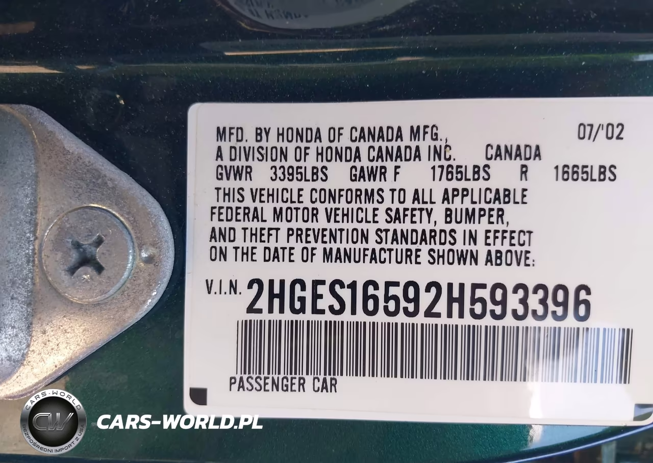 2002 Honda Civic Lx VIN:2HGES16592H593396 - 9