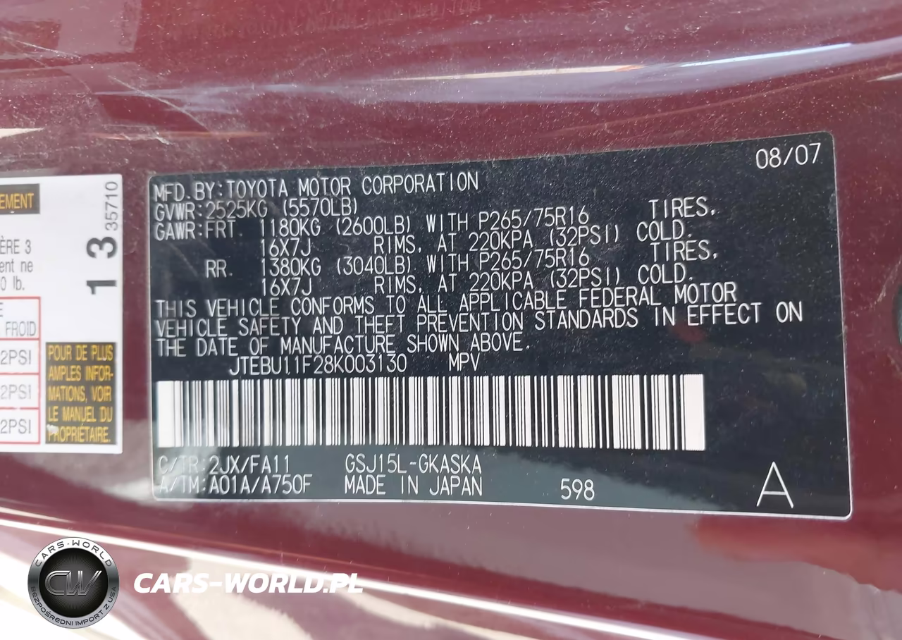 2008 Toyota Fj Cruiser VIN:JTEBU11F28K003130 - 9