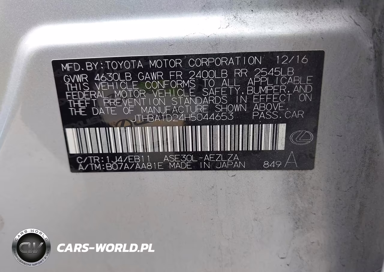 2017 Lexus Is 200T VIN:JTHBA1D24H5044653 - 9