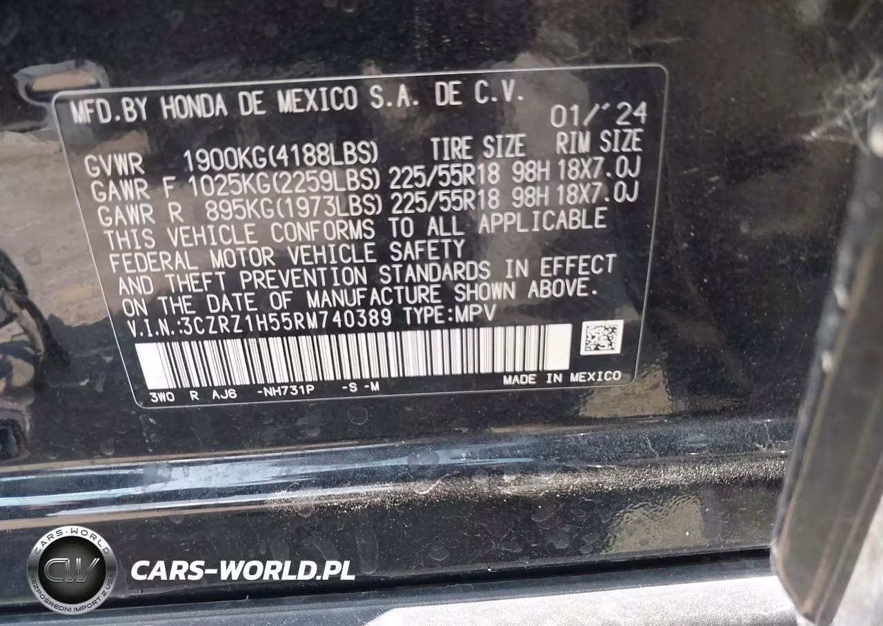 2024 Honda Hr-V 2Wd Sport-2Wd Sport W-O Bsi VIN:3CZRZ1H55RM740389 - 9
